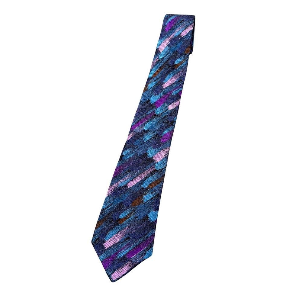 Missoni Necktie Men Blue Abstract Brushstroke Silk Italy 56"
